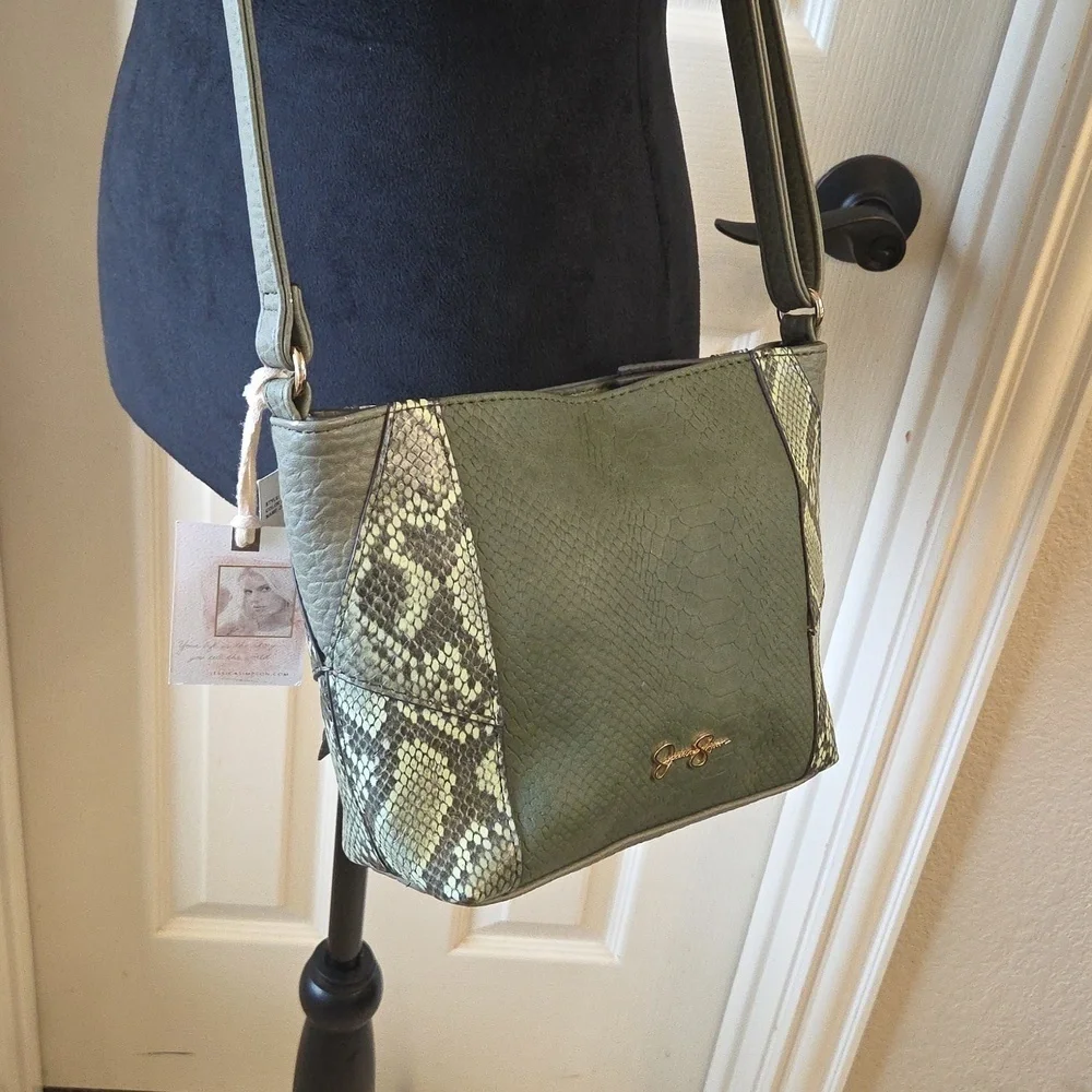 Jessica Simpson Olive Crossbody Bag with Snakeskin Detail NWT